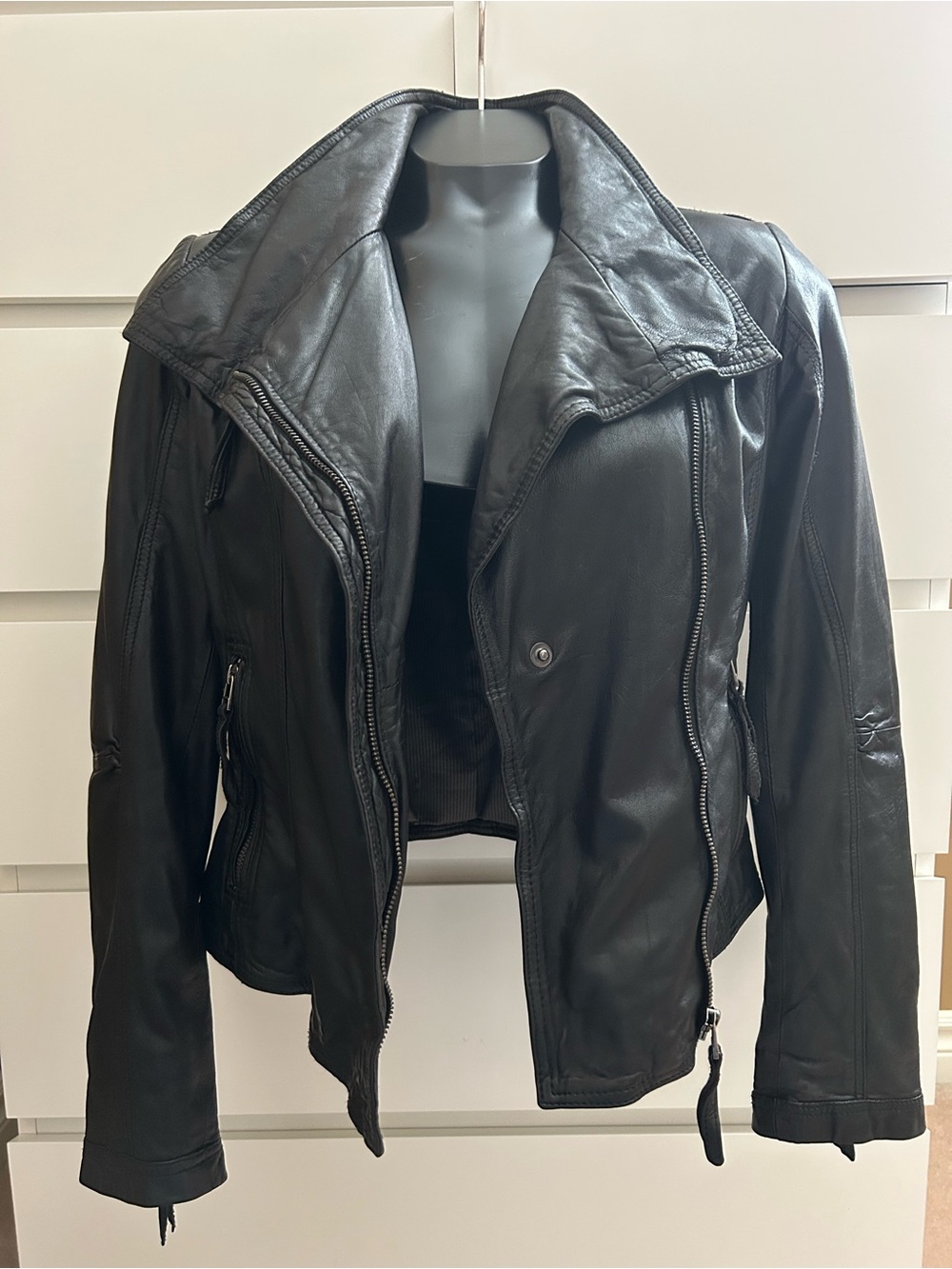 Danier Black Leather Moto Jacket 2XS